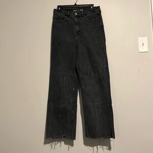 women’s old navy distressed wide leg jeans
